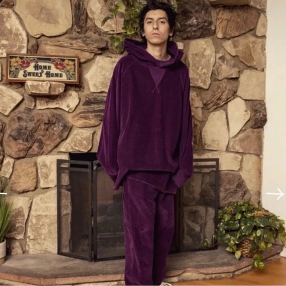 Drew House Corduroy Hoodie Purple Unisex XL/XXL Sweatshirt Raw Hem Cotton